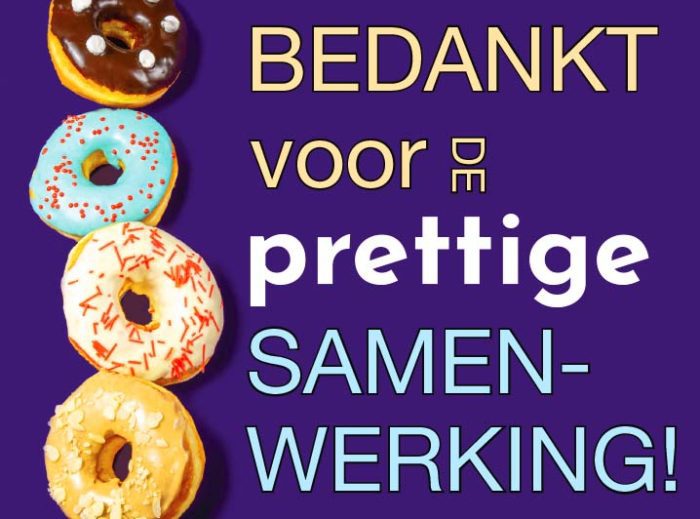 Wenskaart Bedankt voor de prettige samenwerking - JJ Donuts