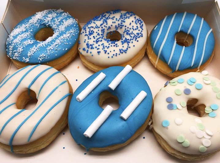 Blauw Wit Mini Donut box - JJ Donuts