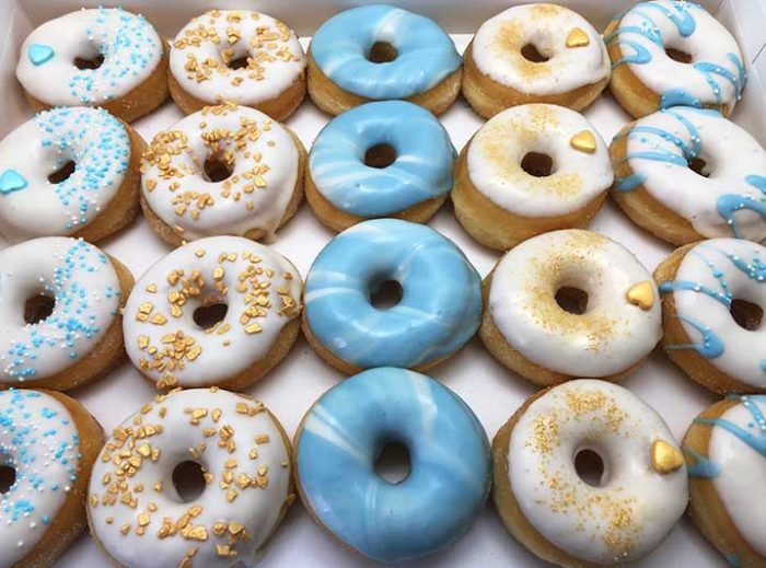 Gold to Blue Mini Donut box - JJ Donuts