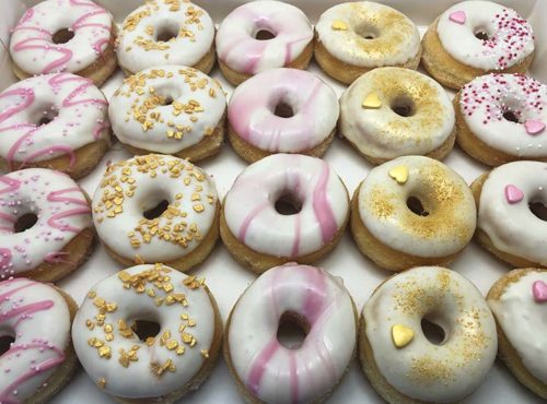 Gold to Pink Mini Donut box - JJ Donuts