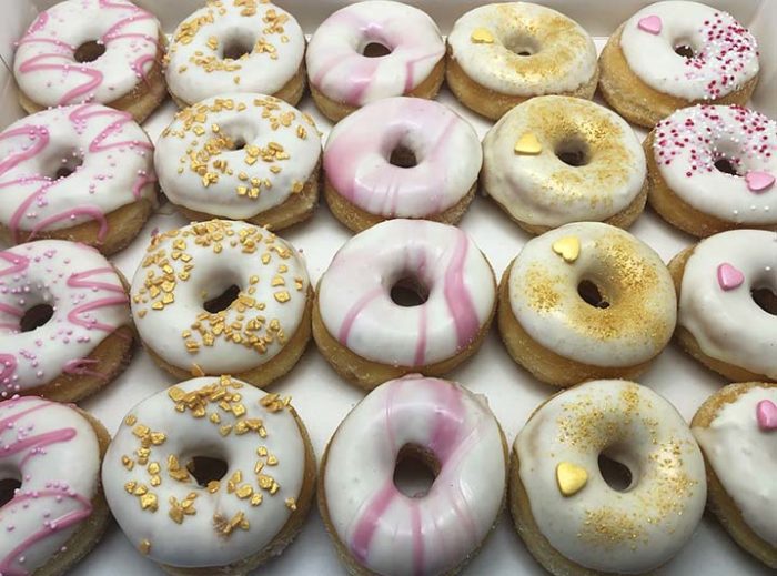 Gold to Pink Mini Donut box - JJ Donuts
