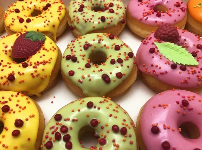 Fruity Mini Donut box closeup - JJ Donuts