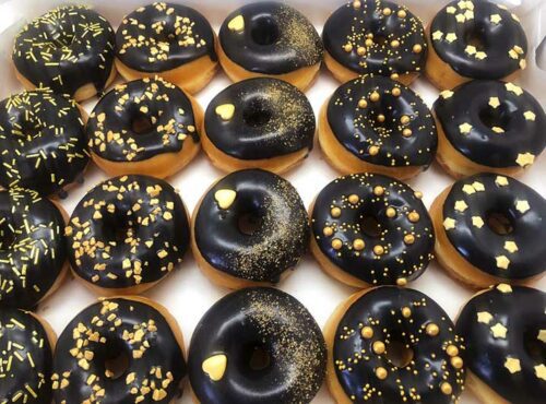 Black and Gold Mini Donut box - JJ Donuts