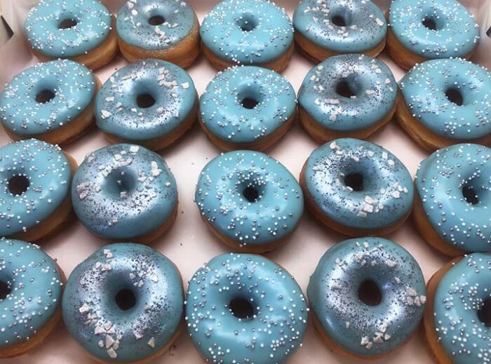 Blue Silver Sparkling Mini Donut box - JJ Donuts