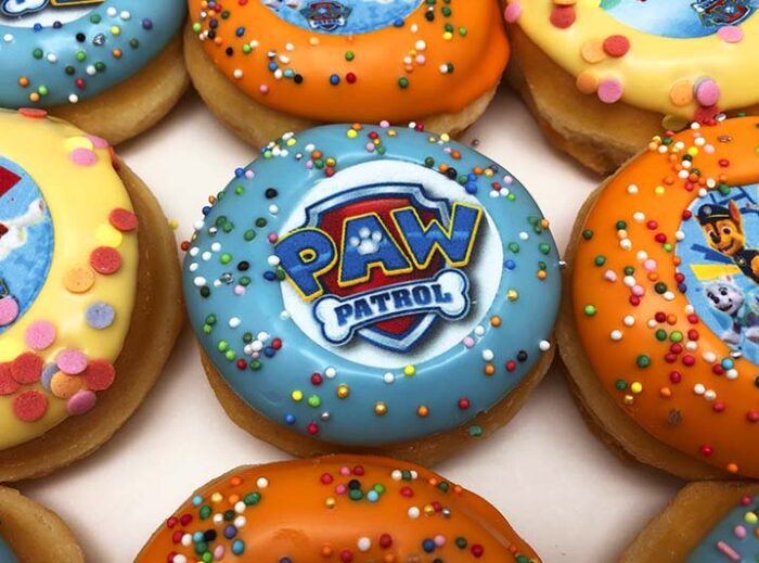 Paw Patrol Mini Donut box closeup - JJ Donuts